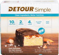 Detour Bar Simple Whey Protein Bars Dark Chocolate Sea Salt Almond - 9 Bars