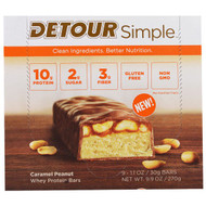 Detour, Simple, Whey Protein Bars, Caramel Peanut, 9 Bars, 1.1 oz (30 g) Each
