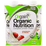 Orgain, Organic Nutrition, All In One Nutritional Shake, Strawberries & Cream, 4 Pack, 11 fl oz Each