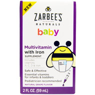 Zarbees, Naturals, Baby, Multivitamin, with Iron, Natural Grape Flavor, 2 fl oz (59 ml)