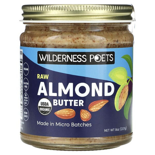 <img alt="Wilderness Poets, Organic Raw Almond Butter, 8 oz (227 g)" title="Wilderness Poets, Organic Raw Almond Butter, 8 oz (227 g),891617002569"