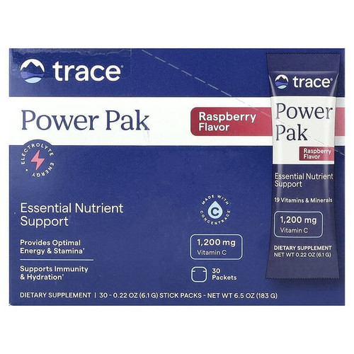 <img alt="Trace, PowerPak, Raspberry, 30 Stick Packs, 0.22 oz (6.1 g) Each" title="Trace, PowerPak, Raspberry, 30 Stick Packs, 0.22 oz (6.1 g) Each,878941000546"
