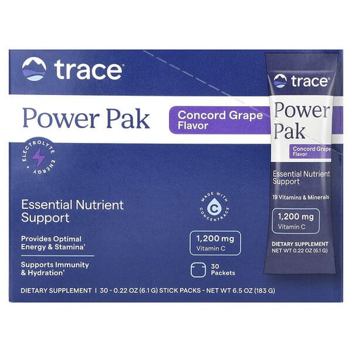 <img alt="Trace, Power Pak, Concord Grape, 30 Stick Packs, 0.22 oz (6.1 g) Each" title="Trace, Power Pak, Concord Grape, 30 Stick Packs, 0.22 oz (6.1 g) Each,878941001130"