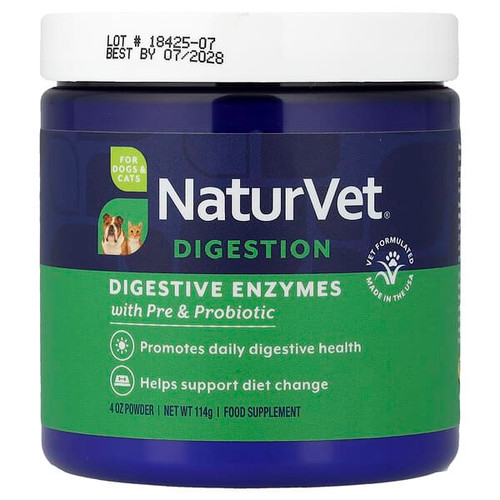 <img alt="NaturVet, Digestive Enzymes With Pre & Probiotic, For Dogs & Cats, 4 oz (114 g)" title="NaturVet, Digestive Enzymes With Pre & Probiotic, For Dogs & Cats, 4 oz (114 g),797801036603"