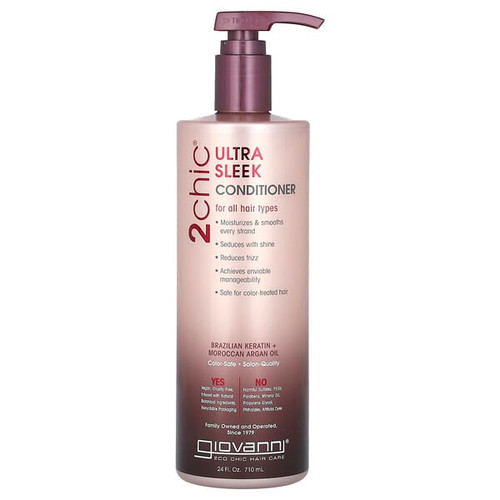 <img alt="Giovanni, 2chic, Ultra Sleek Conditioner, For All Hair Types, Brazilian Keratin + Moroccan Argan Oil, 24 fl oz (710 ml)" title="Giovanni, 2chic, Ultra Sleek Conditioner, For All Hair Types, Brazilian Keratin + Moroccan Argan Oil, 24 fl oz (710 ml),716237184122"