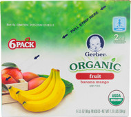 Gerber, Organic Baby Food Pouches 2nd Foods 3.5 oz,  Banana Mango - 6 Pouches