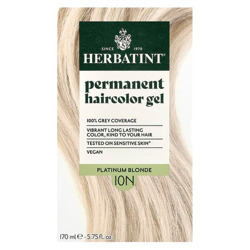 <img alt="Herbatint, Permanent Haircolor Gel, 10N Platinum Blonde, 5.75 fl oz (170 ml)" title="Herbatint, Permanent Haircolor Gel, 10N Platinum Blonde, 5.75 fl oz (170 ml),666248001096"