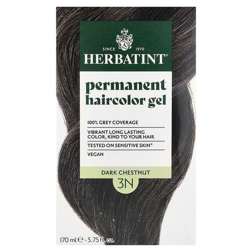 <img alt="Herbatint, Permanent Haircolor Gel, 3N Dark Chestnut, 5.75 fl oz (170 ml)" title="Herbatint, Permanent Haircolor Gel, 3N Dark Chestnut, 5.75 fl oz (170 ml),666248001027"