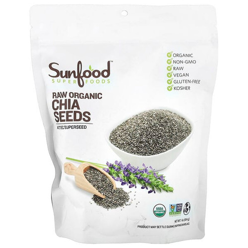 <img alt="Sunfood, Raw Organic Chia Seeds, 1 lb (454 g)" title="Sunfood, Raw Organic Chia Seeds, 1 lb (454 g),803813100215"