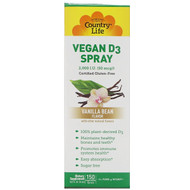 Country Life, Vitamin D3 Spray, Vanilla Bean Flavor, 2,000 I.U. (50 mcg), 150 Ingestible Sprays, 0.81 fl oz (24 ml)