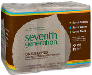 3 PACK of Seventh Generation Unbleached 100% Recycled Paper Towels 120 2-Ply Sheets -- 6 Rolls