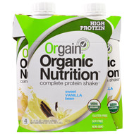 Orgain, Organic Nutrition Complete Protein Shake, Sweet Vanilla Bean, 4 Pack, 11 fl oz (330 ml) Each