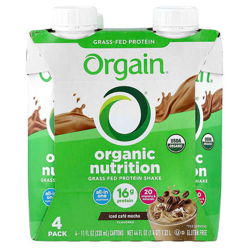 <img alt="Orgain, Organic Nutrition, Grass-Fed Protein Shake, Iced Cafe Mocha, 4 Pack, 11 fl oz (330 ml) Each" title="Orgain, Organic Nutrition, Grass-Fed Protein Shake, Iced Cafe Mocha, 4 Pack, 11 fl oz (330 ml) Each,851770003056"