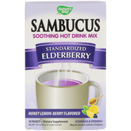 Natures Way, Sambucus, Soothing Hot Drink Mix, Standardized Elderberry, Honey Lemon-Berry Flavored, 10 Packets, 1.87 oz (53 g)