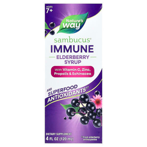 <img alt="Natures Way, Sambucus, Immune Elderberry Syrup, Ages 7+, 4 fl oz (120 ml)" title="Natures Way, Sambucus, Immune Elderberry Syrup, Ages 7+, 4 fl oz (120 ml),033674069745"