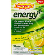 Emergen-C, Energy Plus, Lemon Lime, 18 Packets, 0.32 oz (9.2 g ) Each