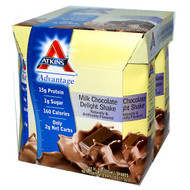 3 PACK of Atkins RTD Shake Milk Chocolate Delight -- 4 Shakes