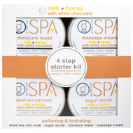 Petal Fresh, Spa, 4 Step Starter Kit, Softening & Hydrating, Milk + Honey with White Chocolate, 4 - 3 fl oz (85 ml) Each