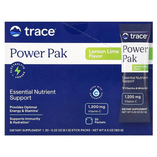 <img alt="Trace, Power Pak, Lemon Lime, 30 Stick Packets, 0.22 oz (6.1 g) Each" title="Trace, Power Pak, Lemon Lime, 30 Stick Packets, 0.22 oz (6.1 g) Each,878941000522"