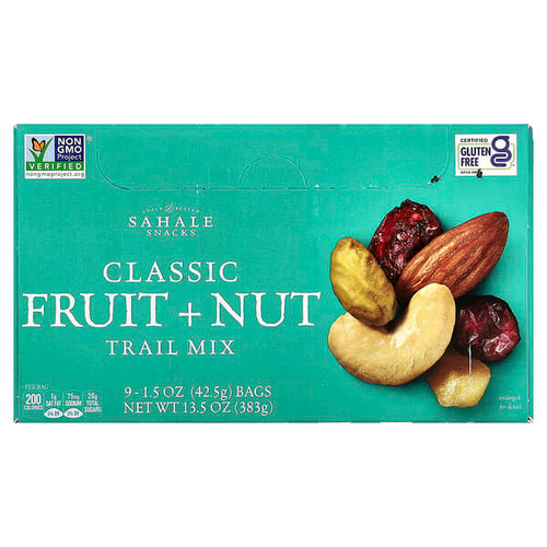 <img alt="Sahale Snacks, Trail Mix, Classic Fruit + Nut, 9 Packs, 1.5 oz (42.5 g) Each" title="Sahale Snacks, Trail Mix, Classic Fruit + Nut, 9 Packs, 1.5 oz (42.5 g) Each,848996000228"