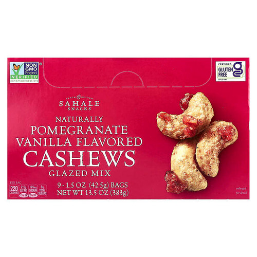 <img alt="Sahale Snacks, Glazed Mix, Naturally Pomegranate Vanilla Cashews, 9 Packs, 1.5 oz (42.5 g) Each" title="Sahale Snacks, Glazed Mix, Naturally Pomegranate Vanilla Cashews, 9 Packs, 1.5 oz (42.5 g) Each,848996000273"