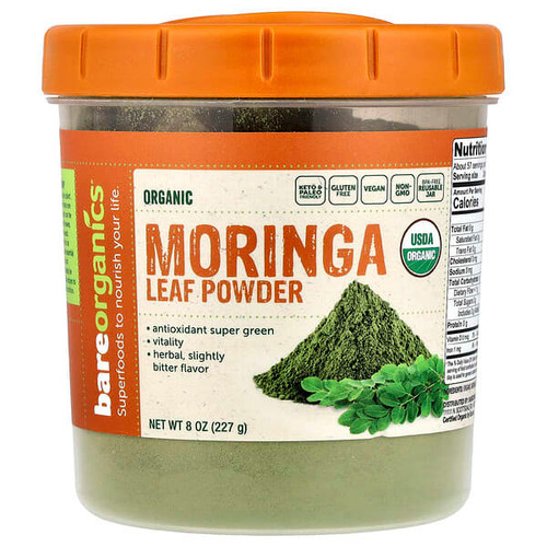 <img alt="BareOrganics, Organic Moringa Leaf Powder, 8 oz (227 g)" title="BareOrganics, Organic Moringa Leaf Powder, 8 oz (227 g),818423029351"