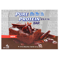 Pure Protein, Plus Bar, Mocha Brownie, 6 Bars, 2.11 oz (60 g)