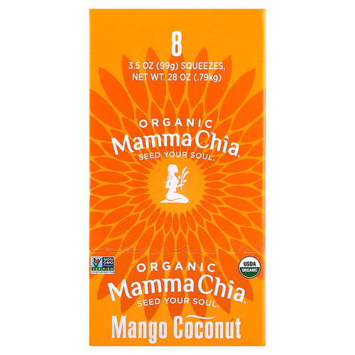 <img alt="Mamma Chia, Organic Chia Squeeze, Vitality Snack, Mango Coconut, 8 Squeezes, 3.5 oz (99 g) Each" title="Mamma Chia, Organic Chia Squeeze, Vitality Snack, Mango Coconut, 8 Squeezes, 3.5 oz (99 g) Each,856516002416"