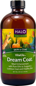 Halo Purely For Pets VitaGlo Dream Coat Meal Enhancement for Cats and Dogs -- 16 fl oz