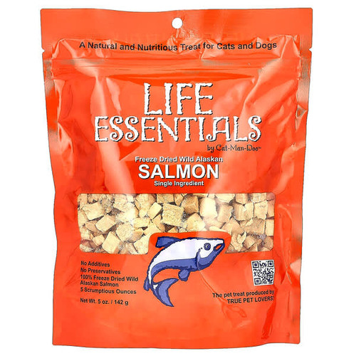<img alt="Cat-Man-Doo, Life Essentials, Freeze Dried Wild Alaskan Salmon, For Cats and Dogs, 5 oz (142 g)" title="Cat-Man-Doo, Life Essentials, Freeze Dried Wild Alaskan Salmon, For Cats and Dogs, 5 oz (142 g),689076840828"