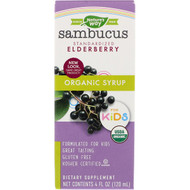 Natures Way, Organic Sambucus Syrup for Kids, Standardized Elderberry, 4 fl oz (120 ml)