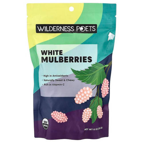 <img alt="Wilderness Poets, White Mulberries, 8 oz (226 g)" title="Wilderness Poets, White Mulberries, 8 oz (226 g),891617002774"