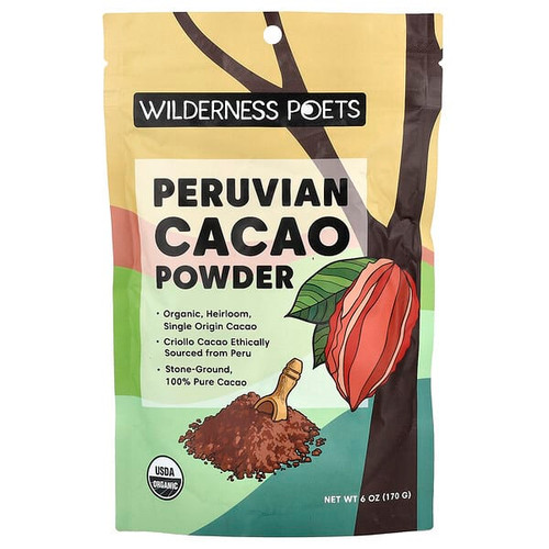 <img alt="Wilderness Poets, Peruvian Cacao Powder, 6 oz (170 g)" title="Wilderness Poets, Peruvian Cacao Powder, 6 oz (170 g),891617002651"