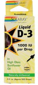 Solaray Liquid D-3 Naturally Unflavored - 1000 IU - 0.5 oz