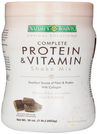 Natures Bounty, Optimal Solutions, Complete Protein & Vitamin Shake Mix, Decadent Chocolate, 16 oz (453 g)