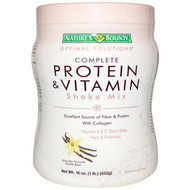 Natures Bounty, Optimal Solutions, Complete Protein & Vitamin Shake Mix, Vanilla Bean, 16 oz (453 g)