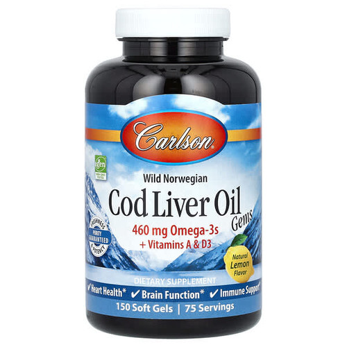 <img alt="Carlson, Wild Norwegian, Cod Liver Oil Gems, Natural Lemon, 150 Soft Gels" title="Carlson, Wild Norwegian, Cod Liver Oil Gems, Natural Lemon, 150 Soft Gels,088395013812"
