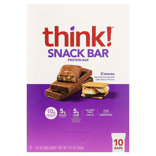 <img alt="Think , Snack Protein Bar, Smores, 10 Bars, 1.41 oz (40 g) Each" title="Think , Snack Protein Bar, Smores, 10 Bars, 1.41 oz (40 g) Each,753656713038"