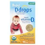 <img alt="Ddrops, Baby, Organic Liquid Vitamin D3, 10 mcg (400 IU), 90 Drops, 0.08 fl oz (2.5 ml)" title="Ddrops, Baby, Organic Liquid Vitamin D3, 10 mcg (400 IU), 90 Drops, 0.08 fl oz (2.5 ml),851228000064"