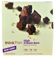 ThinkThin, High Protein Bars, Brownie Crunch, 10 Bars, 2.1 oz (60 g) Each