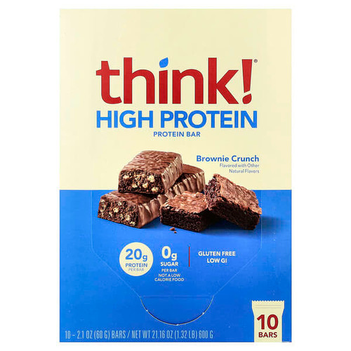 <img alt="Think , High Protein Bars, Brownie Crunch, 10 Bars, 2.1 oz (60 g) Each" title="Think , High Protein Bars, Brownie Crunch, 10 Bars, 2.1 oz (60 g) Each,753656701462"