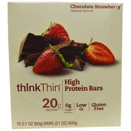 ThinkThin, High Protein Bars, Chocolate Strawberry, 10 Bars, 2.1 oz (60 g) Each
