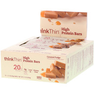 ThinkThin, High Protein Bars, Caramel Fudge, 10 Bars, 2.1 oz (60 g) Each