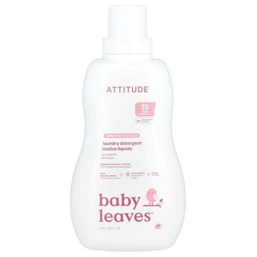 <img alt="ATTITUDE, Baby Leaves, Laundry Detergent, Extra Gentle, Unscented, 35.2 fl oz (1.04 L)" title="ATTITUDE, Baby Leaves, Laundry Detergent, Extra Gentle, Unscented, 35.2 fl oz (1.04 L),626232120332"