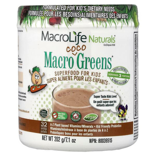 <img alt="Macrolife Naturals, Macro Coco Greens, Superfood For Kids, 7.1 oz (202 g)" title="Macrolife Naturals, Macro Coco Greens, Superfood For Kids, 7.1 oz (202 g),852434001425"