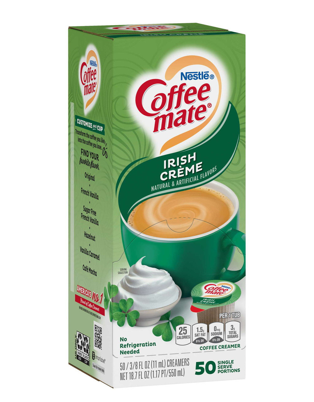 Coffee-Mate Irish Creme Single Serve Liquid Creamer, .375 Ounces per ...
