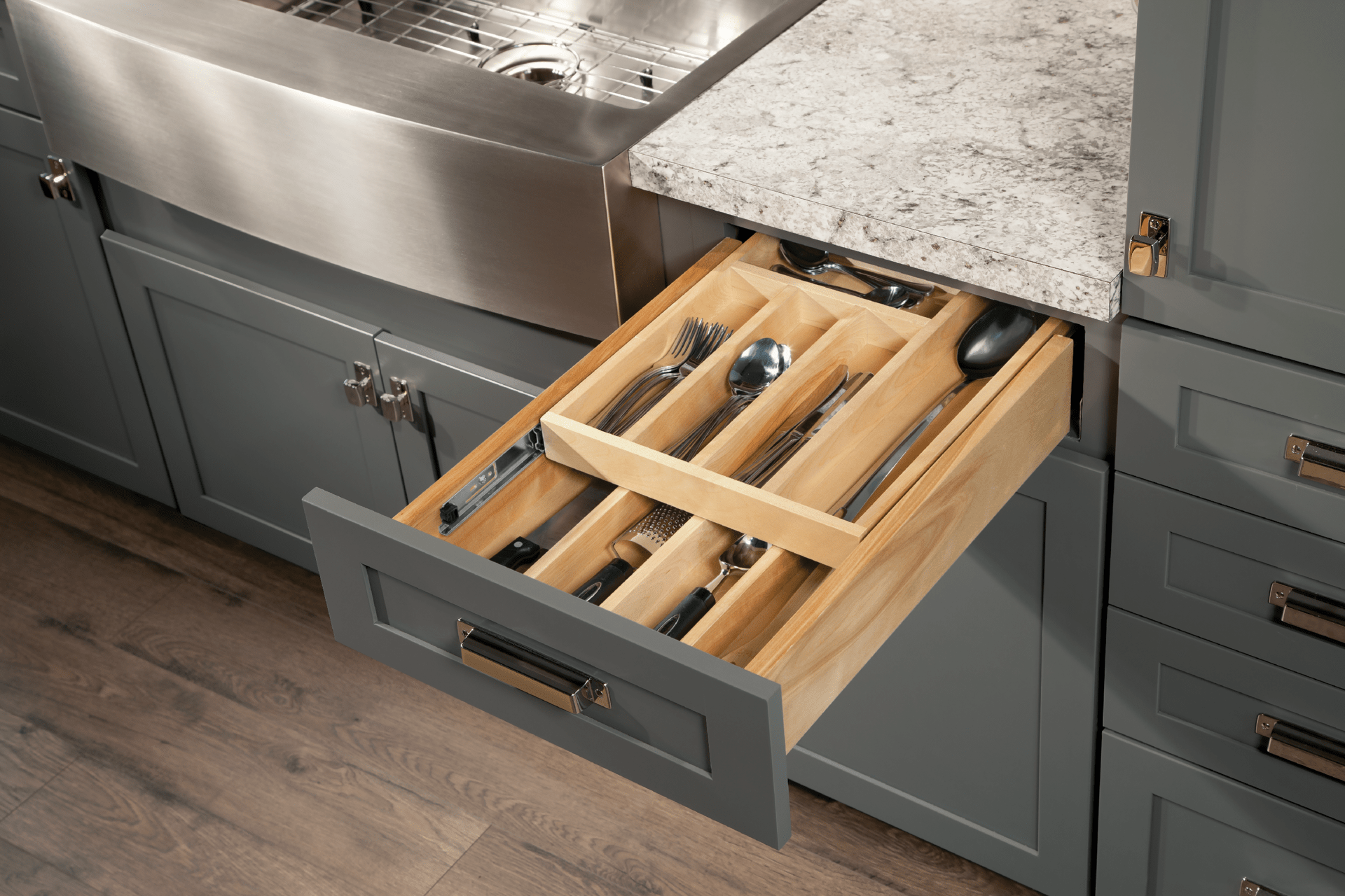 Putte beslag Sindsro Cardell Kitchen Cabinet Accessories - Wood Tiered Drawer Storage