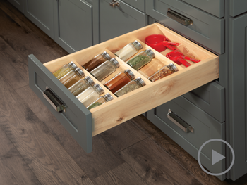 Cardell Kitchen Cabinet Accessories - Pegged Deep Drawer Organizer