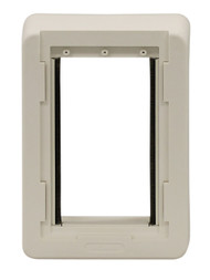 Small Size Plastic Outside Frame With Out Holes. Designed For Door With Double Vinyl Flaps Without Side Clips.