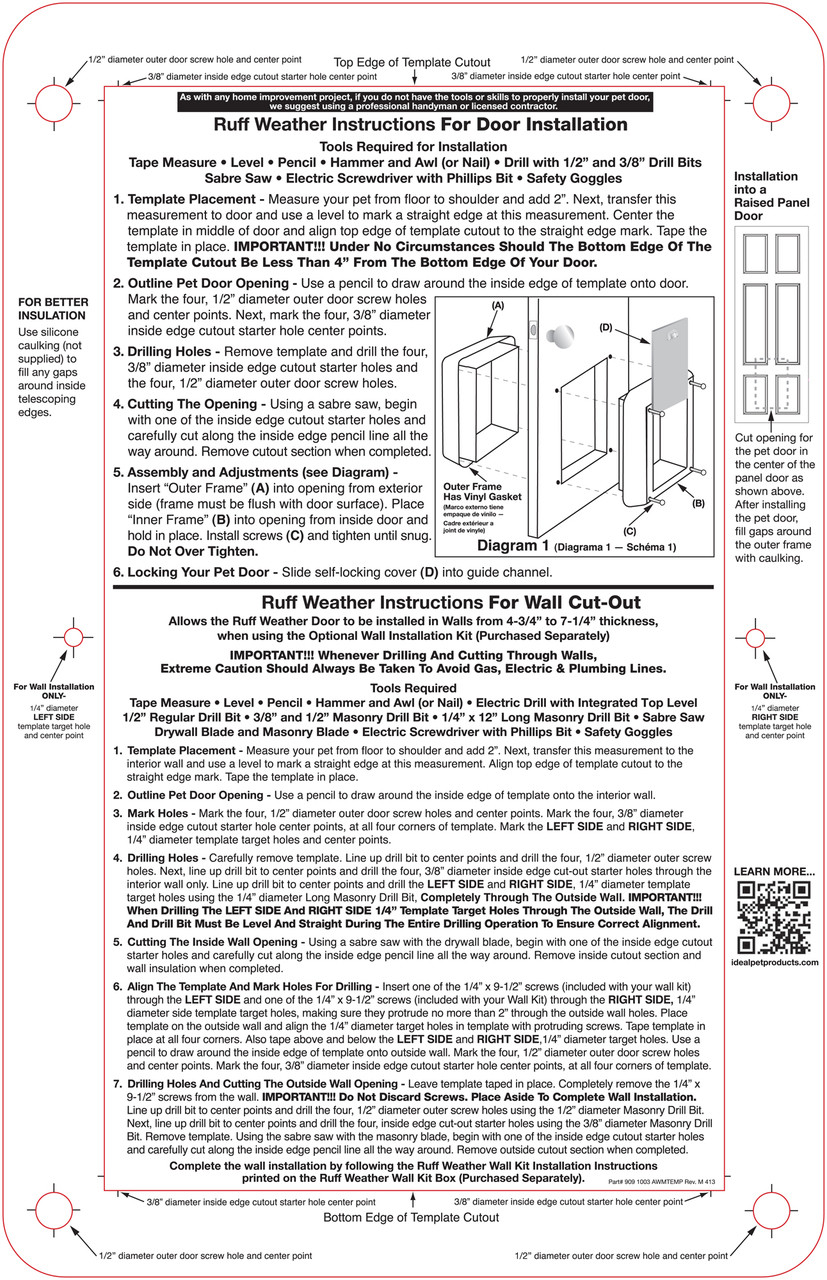 New Die Cut Template For Ruff Weather Door Original And Designer Series Models